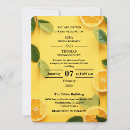 Convite Butter Yellow Citrus Wedding Invitation
