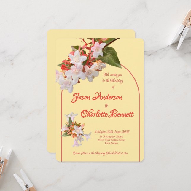 Convite Butter Yellow & Honeysuckle Photo Wedding (Frente/Verso In Situ)