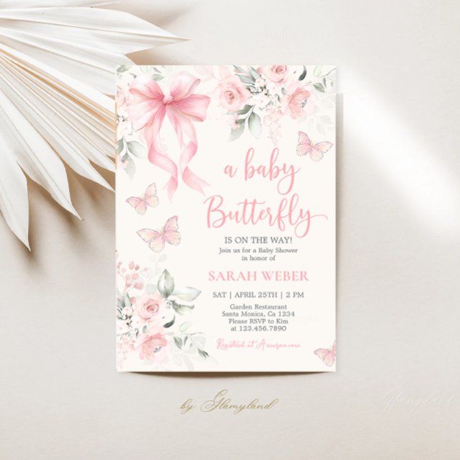 Convite Butterfly Baby Shower Girl (Criador carregado)