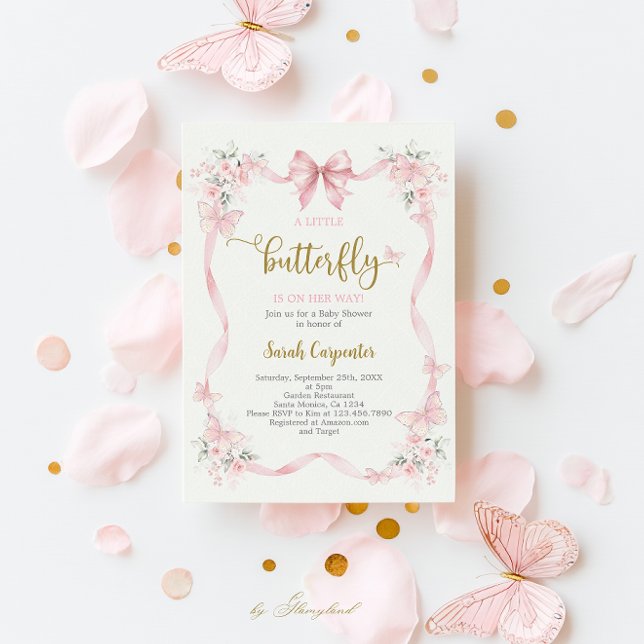 Convite Butterfly Baby Shower Girl Invitation (Criador carregado)