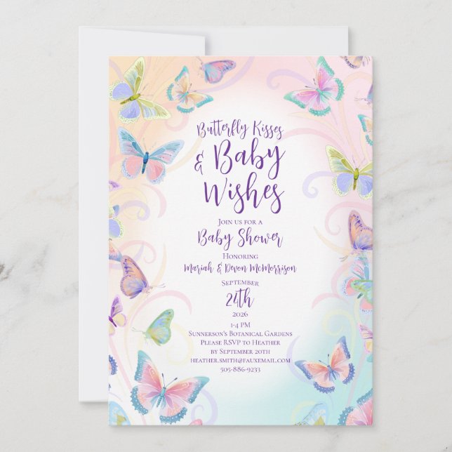 Convite Butterfly Baby Shower Invitation (Frente)