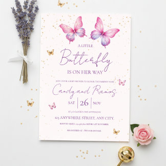 Convite Butterfly Baby Shower Invitation