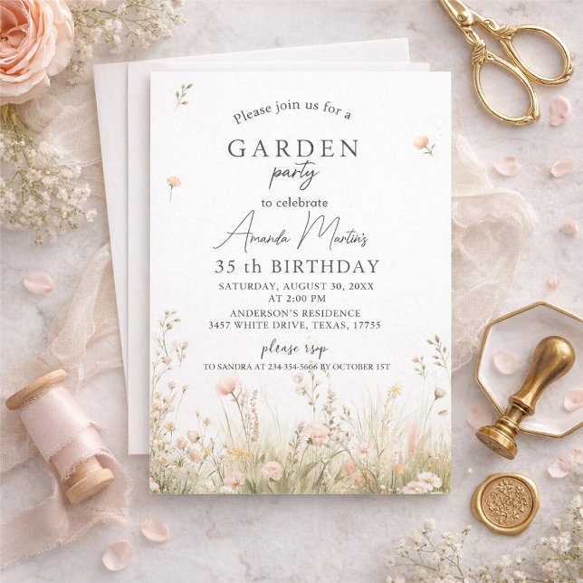 Convite butterfly birthday invitation, spring flowers (Criador carregado)