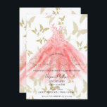 Convite Butterfly Dance Coral Vestido Dourado Sweet 16 Par<br><div class="desc">Personalizar para qualquer evento</div>