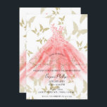 Convite Butterfly Dance Coral Vestido Dourado Sweet 16 Par<br><div class="desc">Personalizar para qualquer evento</div>