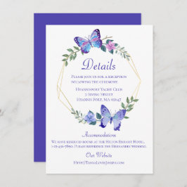 Convite Butterfly Detalhes do Casamento Borboletas Blue Fl