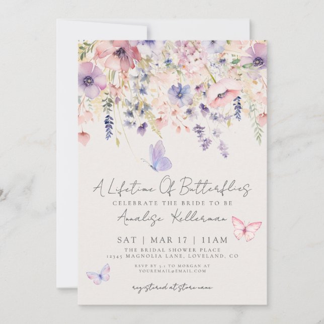 Convite Butterfly Floral Bridal Shower (Frente)