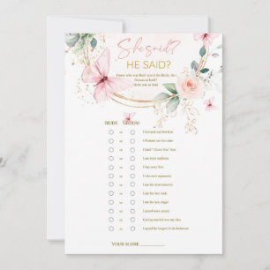 Convite Butterfly Flores ele disse que ela disse jogo