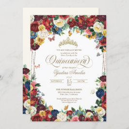 Convite Butterfly Garden Watercolor Quinceanera Floral