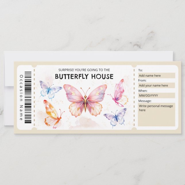 Convite  Butterfly House Gift Certificate (Frente)