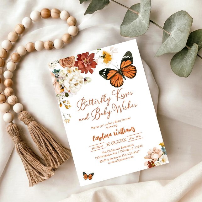 Convite Butterfly Kisses Baby Shower Invitation (Criador carregado)