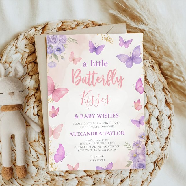 Convite Butterfly Kisses Wishes elegant classy stylish  (Criador carregado)