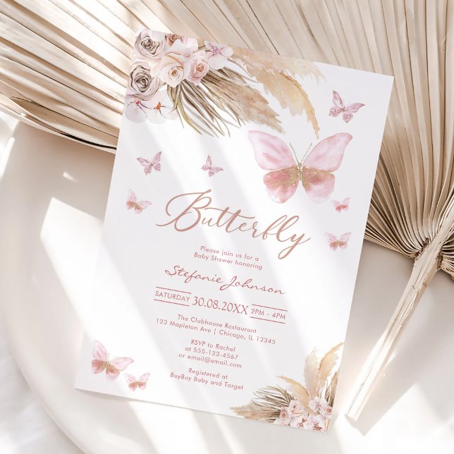 Convite Butterfly Pampass Baby Shower Invitation (Criador carregado)