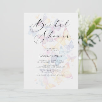 Convite Butterfly Pastel Bridal Shower Invitation