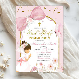 Convite Butterfly Pink Coquette Girl First Holy Communion