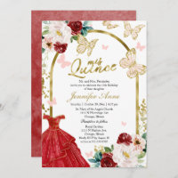 Butterfly Quince convoca Red Floral Dourado Arco