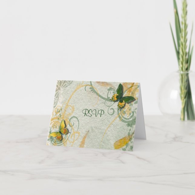 Convite Butterfly Wedding Reception RSVP Card (Frente)