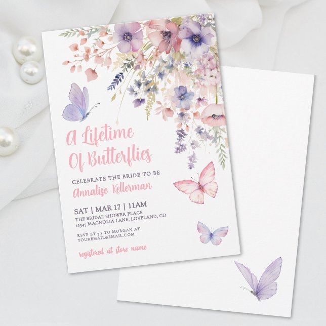 Convite Butterfly Wildflower Bridal Shower (Butterfly Wildflower Bridal Shower Invitation)
