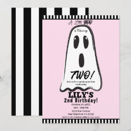 Convite BUU! Fantasma Cor-de-Rosa Fofo de Halloween de Ani