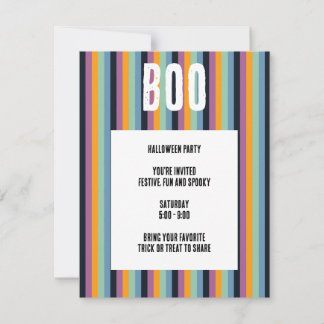 Convite Buu! Listras Verticais Sombreadas de Halloween