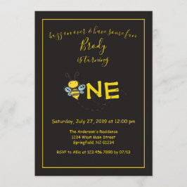 Convite Buzz sobre a primeira festa de aniversário da Bee