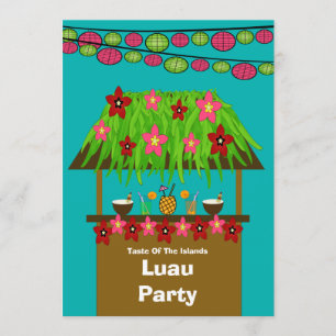 Convite Cabana Aloha Luau PartyInvitation de Tiki