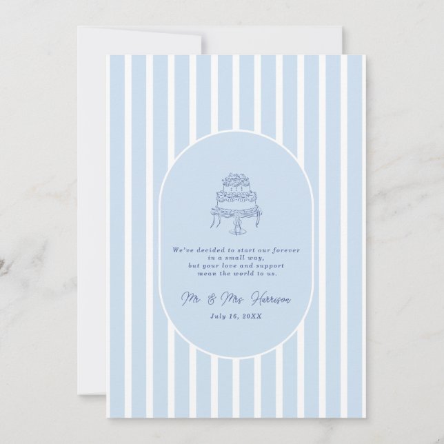 Convite Cabana Listrada Azul Casamento Minimalista (Verso)
