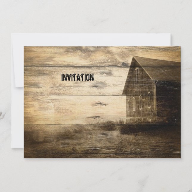 Convite cabana rústica ocidental primitiva casa de fazenda (Frente)