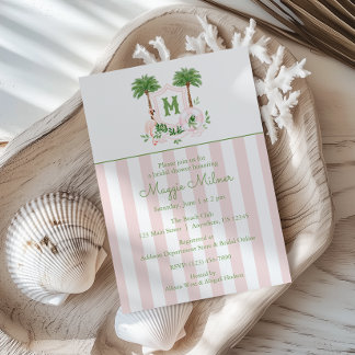 Convite Cabana Stripes Palm Beach Monogram Crest