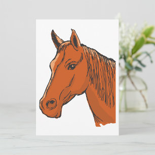 Convite Cabeça de Cavalo Fazenda Animal Marrom