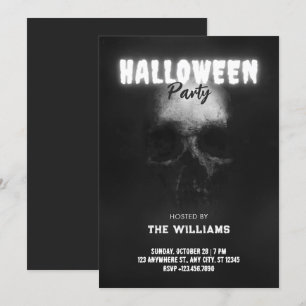 Convite Cabeça de osso Caveira preta halloween