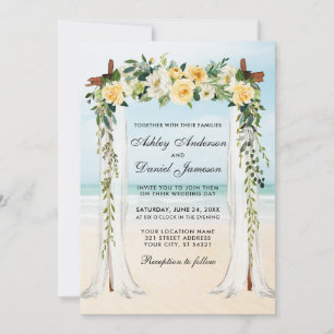 Convite Cabeça de Praia de Casamento Amarelo Amarelo Amar