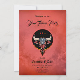 Convite Cabeça de touro Patriótica, um touro Americano.