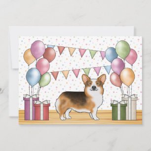Convite Cabeça Vermelha Tri Pembroke Welsh Corgi Aniversár