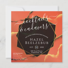 Convite Cabeças-coquetéis de Halloween Cadavers Ouro