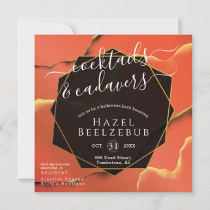 Convite Cabeças-coquetéis de Halloween Cadavers Ouro