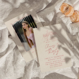 Convite Cabeças De Cocktail Desenhadas À Mão Para Trinta a