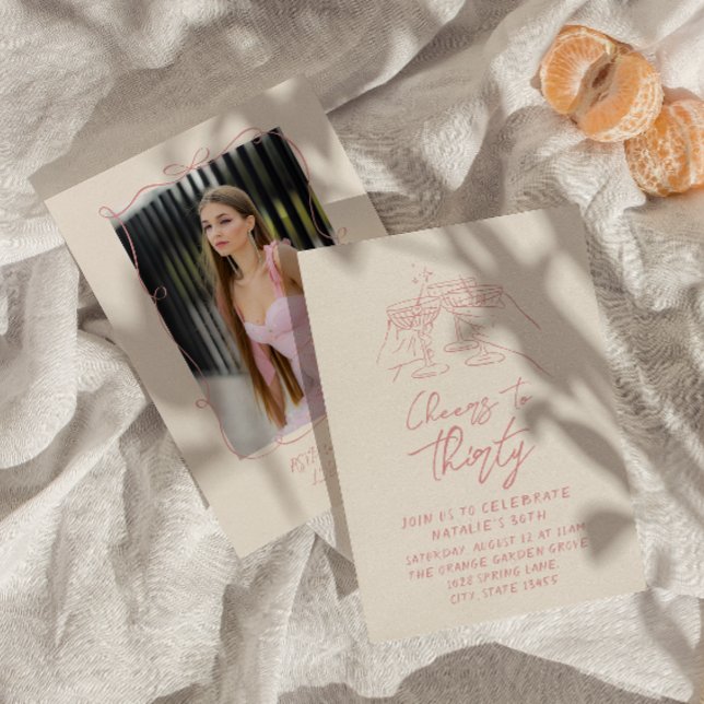 Convite Cabeças De Cocktail Desenhadas À Mão Para Trinta a (Criador carregado)