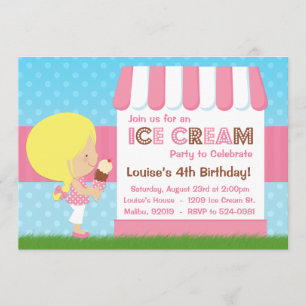 Convite Cabelo louro da festa de aniversário do sorvete