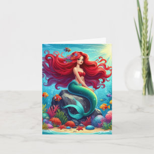 Convite Cabelo vermelho de sereia
