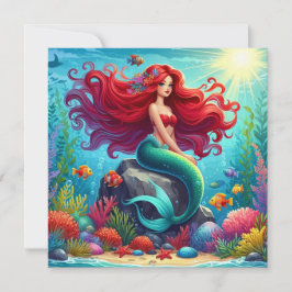 Convite Cabelo vermelho de sereia