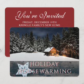 Convite Cabina de Neve do Partido Rustic Holiday