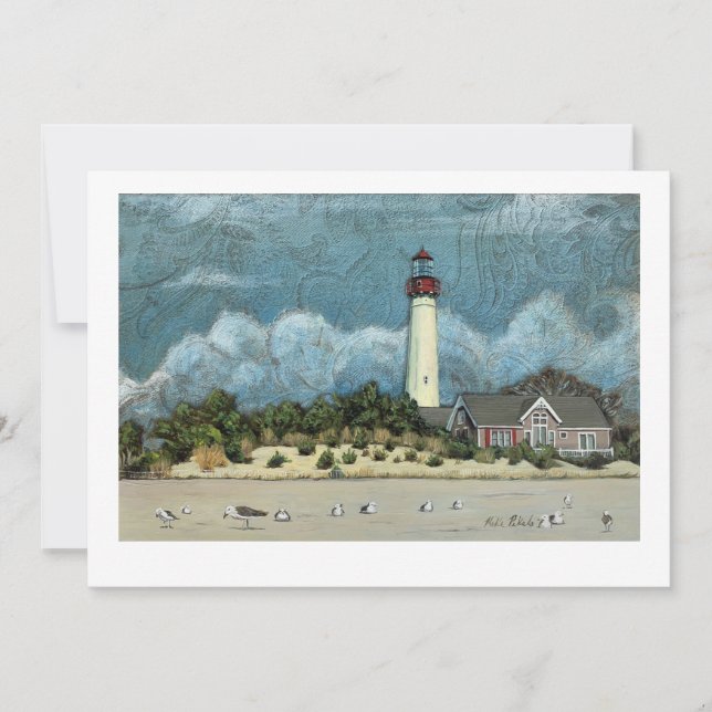 Convite Cabo May Lighthouse Painting, Nova Jersey (Frente)