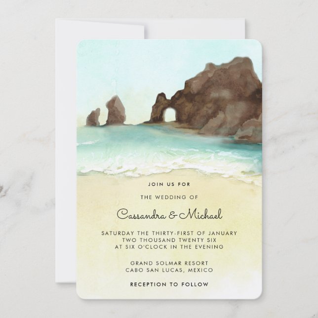 Convite Cabo San Lucas | El Arco | Destination Wedding  (Frente)