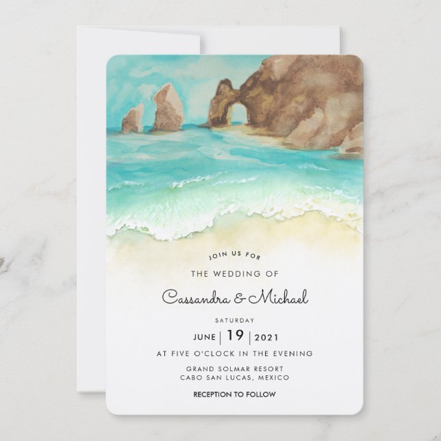 Convite Cabo San Lucas | El Arco | Destination Wedding Inv (Frente)
