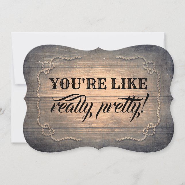 Convite Cabra Engraçada/Madeira Rústica Madrinha de casame (Frente)