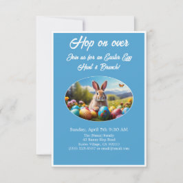 Convite Caça ao Ovo Brunch Easter Bunny azul -