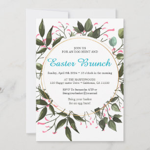 Convite Caça ao ovo de brunch floral com páscoa de aquarel
