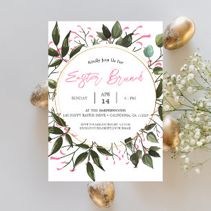Convite Caça ao ovo de brunch floral com páscoa de aquarel