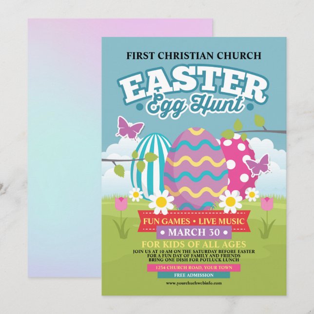 Convite Caça ao Ovo de Páscoa (Frente/Verso)